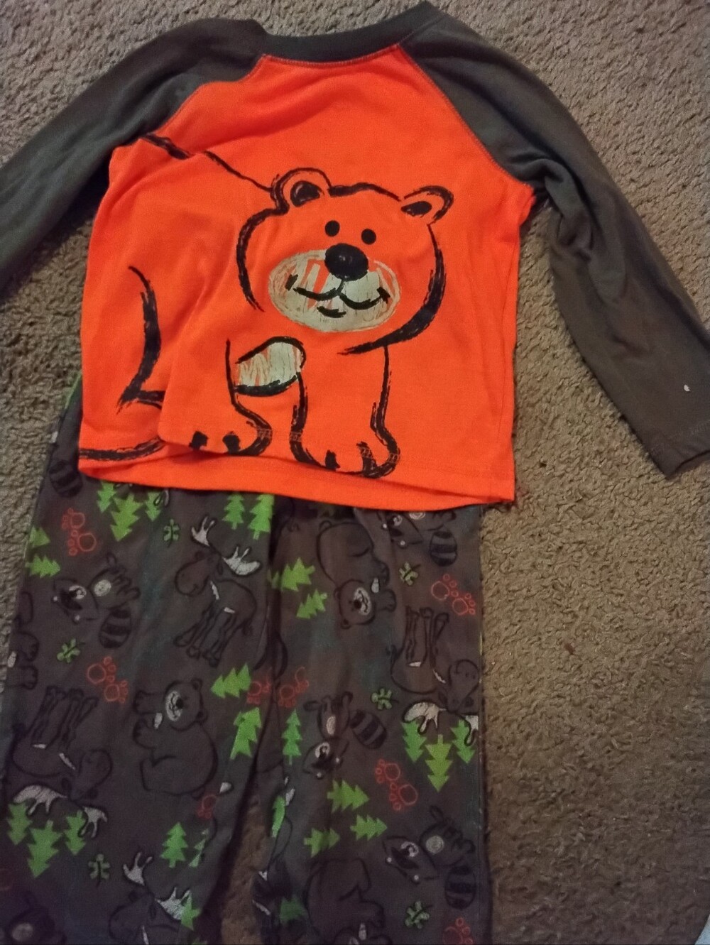 Joe Boxer Boys Pajama Set Size 2T Orange And Brown